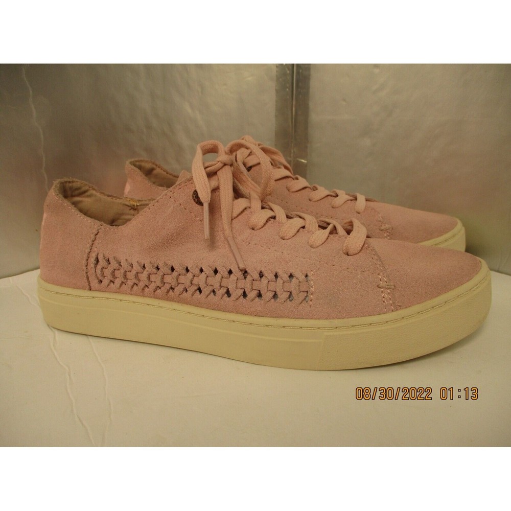 Toms LENOX Pale Desert Pink Deconstructed Suede Lace Sneakers Shoes Size 7 Women